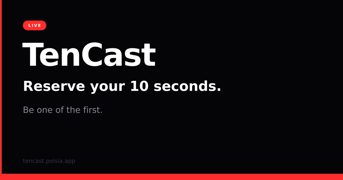 TenCast live stream — the /watch page showing the shared broadcast stage and queue
